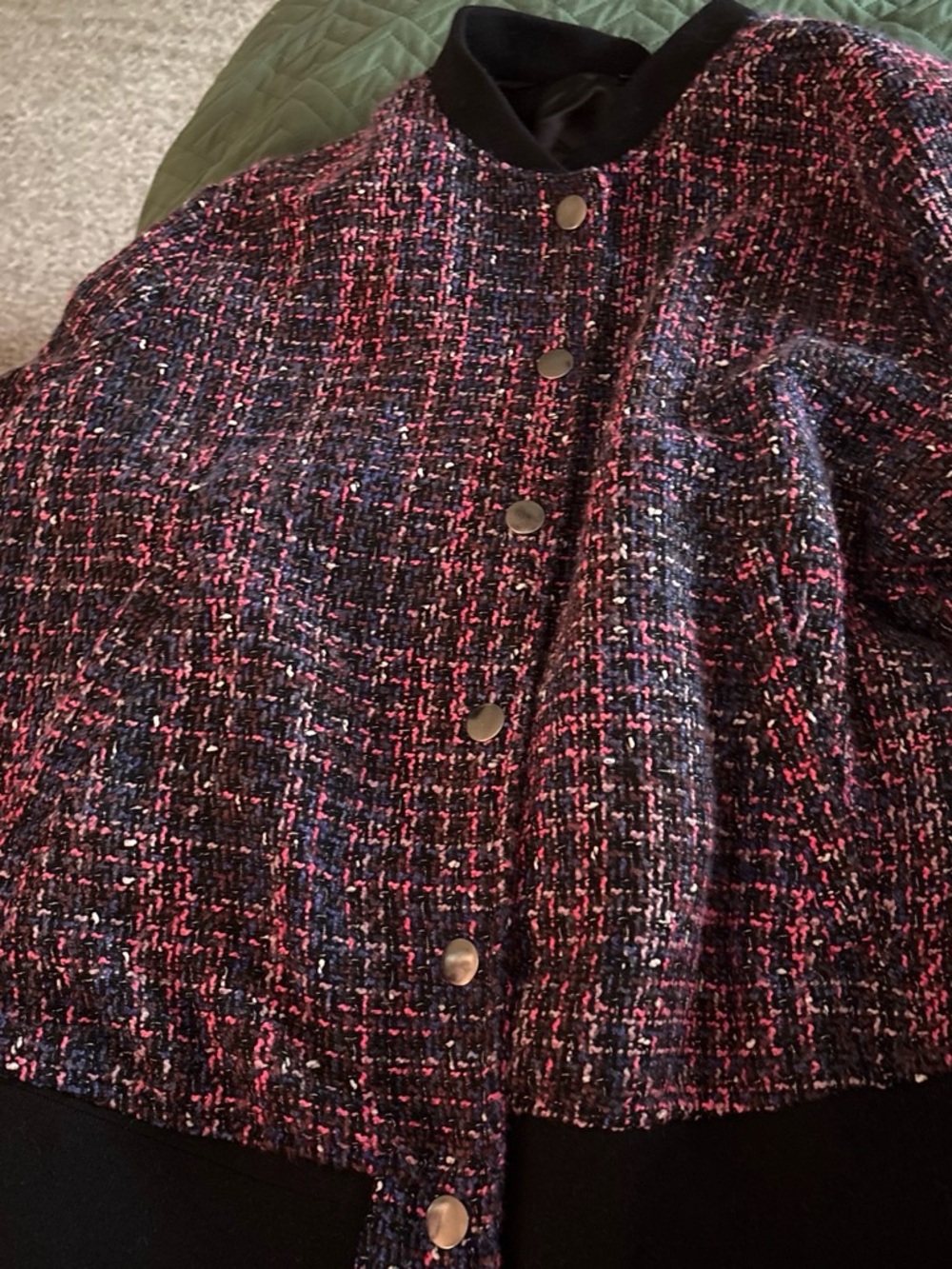 torrid Black and Pink Tweed Snap-Front Blazer Jacket